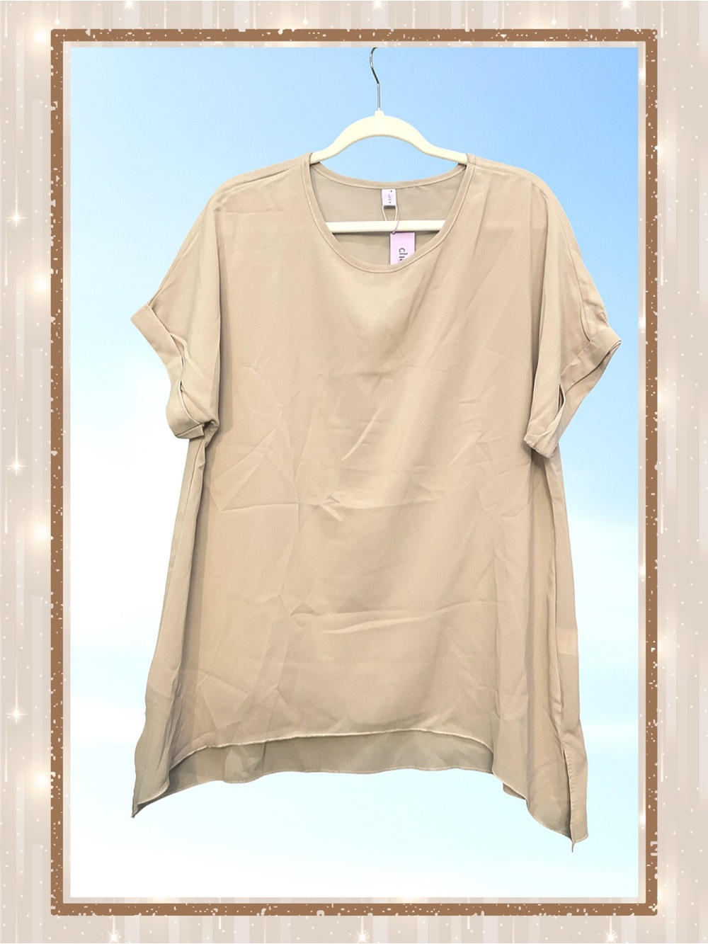 Oversized Silky Soft Drape Tan Lounge/Tunic Top • NWT • 23" p2p, 28" length